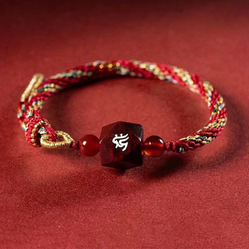 Buddhist Blessing Chinese Zodiac Natal Buddha Small Leaf Red Sandalwood Red String Protection Bracelet