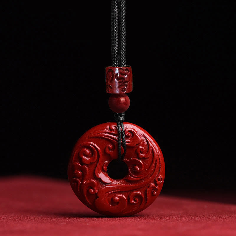 Buddhist Blessing Natural Cinnabar Lotus Peace Buckle Blessing Necklace String Pendant