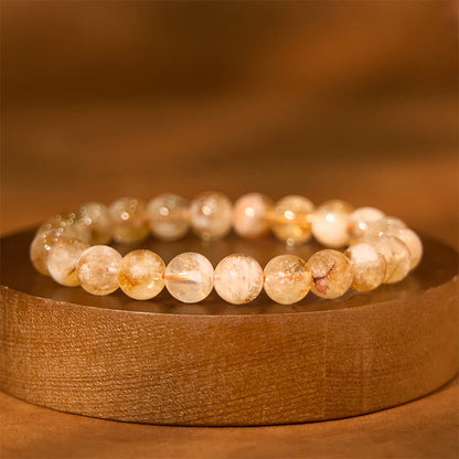 Buddhist Blessing Natural Citrine Snowflake Crystal Prosperity Bracelet