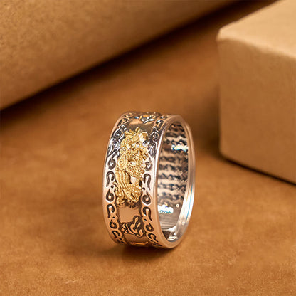 Buddhist Blessing Dragon Pattern Heart Sutra Copper Strength Ring