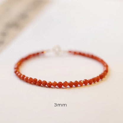 Buddhist Blessing Natural Cherry Persimmon Red Agate Ultra-thin Beads Confidence Bracelet