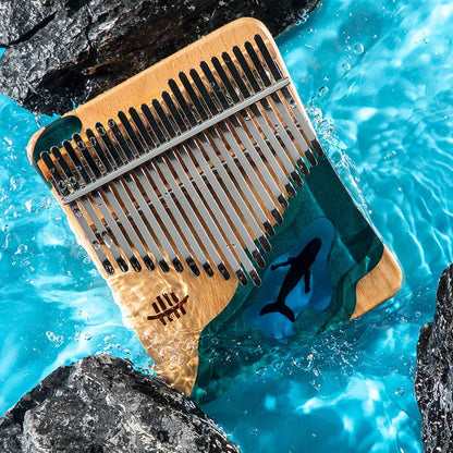 Buddhist Blessing Kalimba 17/21 Keys Thumb Piano Beech Wood Deep Sea Blue Whale Portable Finger Piano