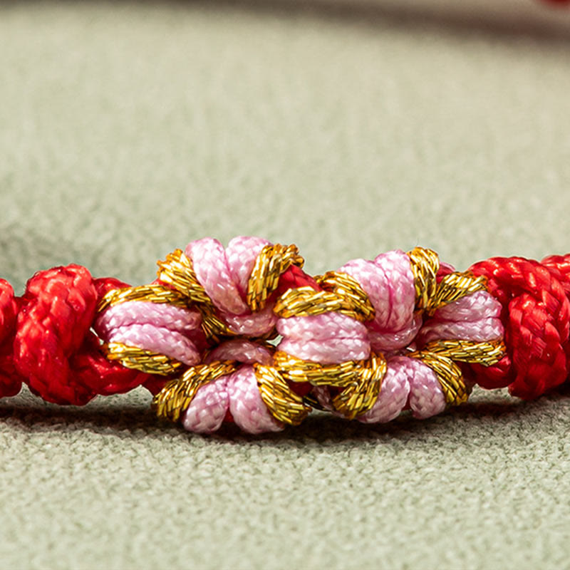 Buddhist Blessing Jade Luck Abundance Red String Bracelet