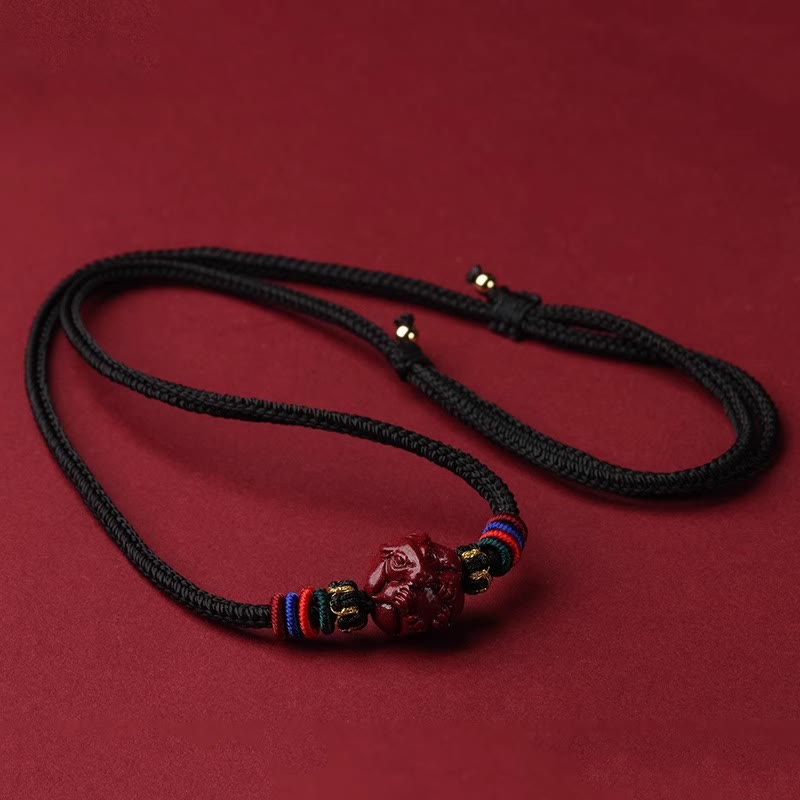 Buddhist Blessing Cinnabar Chinese Zodiac Black String Blessing Necklace Pendants