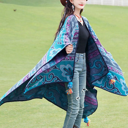 Buddhist Blessing Tibetan Geometric Horizontal Stripe Flowers Pattern Shawl Fall Winter Warm Soft Scarf Wrap