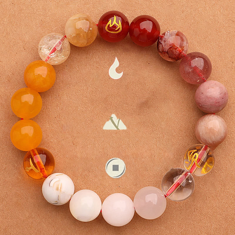 Buddhist Blessing Five Elements Various Agate Crystal Sun Stone Wisdom Bracelet