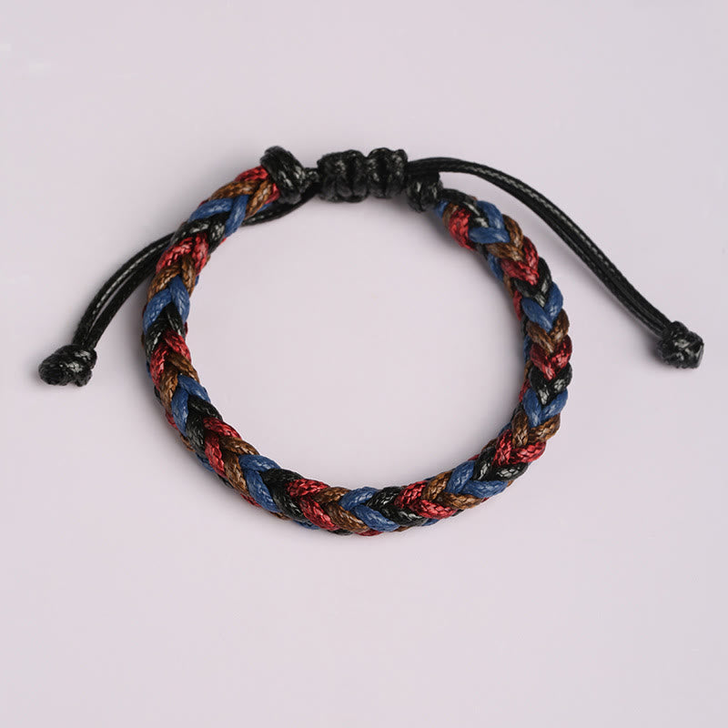 Buddhist Blessing Handmade Eight Thread Peace Knot Wax Cord Rope Braided Bracelet
