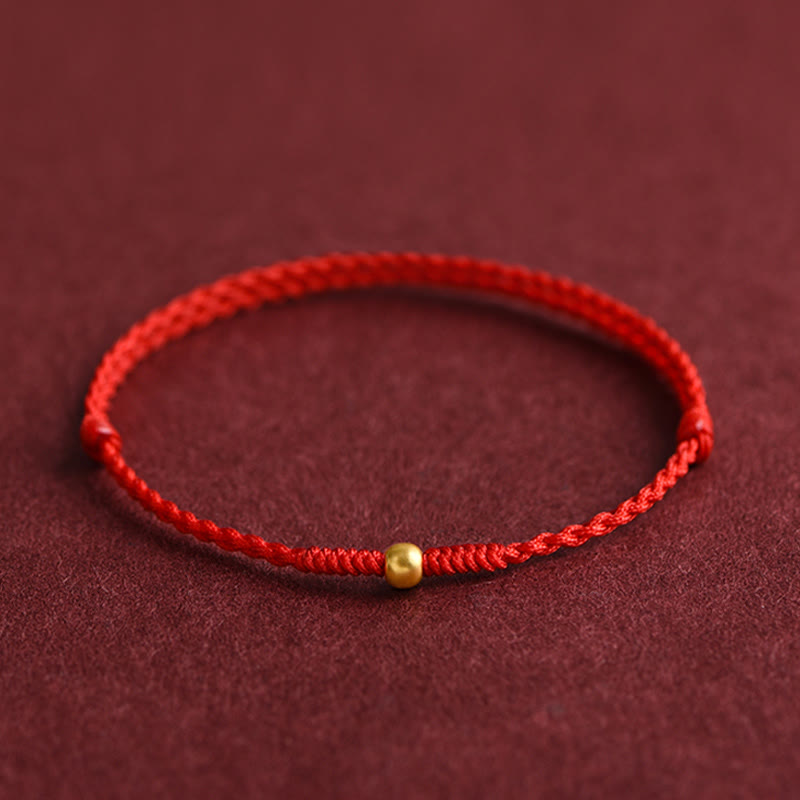 Buddhist Blessing 999 Gold One Mini Bead Design Handmade Strength Braided Rope Bracelet Anklet
