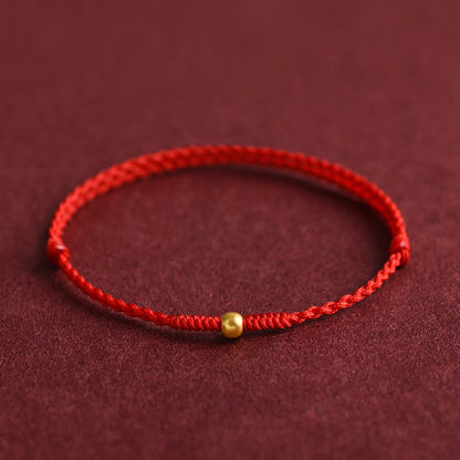Buddhist Blessing 999 Gold One Mini Bead Design Handmade Strength Braided Rope Bracelet Anklet