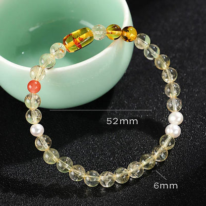 Buddhist Blessing Natural Citrine Pearl Topaz White Crystal Protection Bracelet