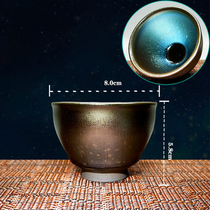 Buddhist Blessing Handmade Chinese Jianzhan Oil Drop Spots Pattern Ceramic Teacup Tenmoku Kung Fu Tea Cup 150ml