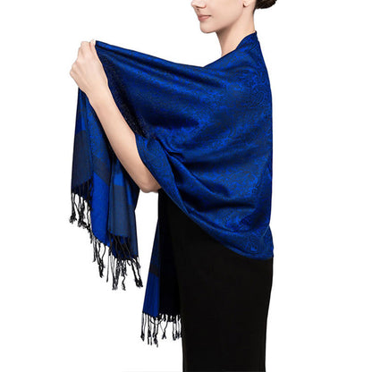 Buddhist Blessing Tibetan Cashew Jacquard Tassels Shawl Spring Fall Winter Warm Cozy Scarf Wrap