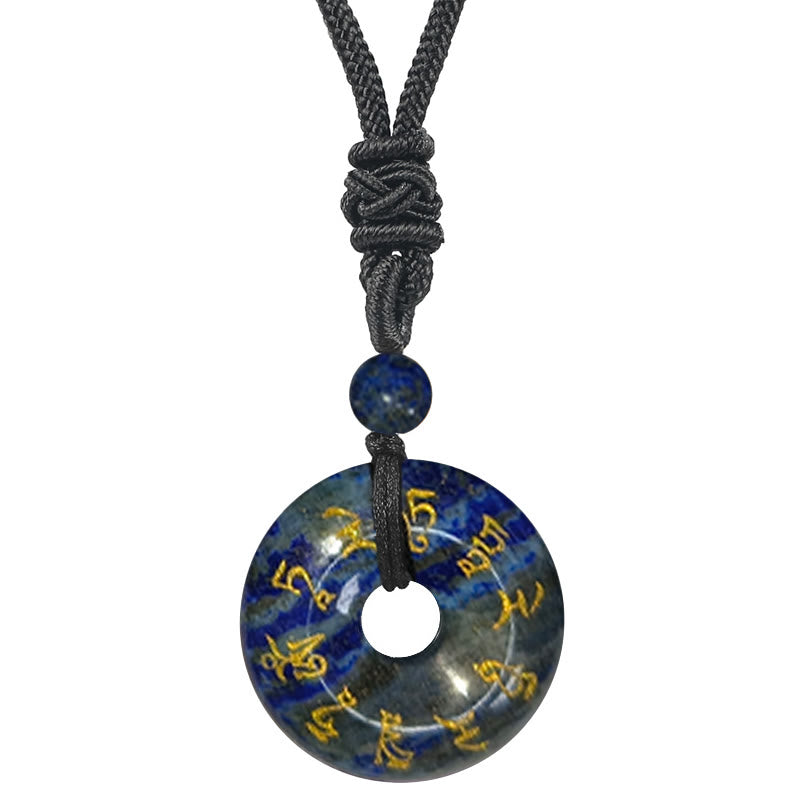 Buddhist Blessing Green Tara Mantra Natural Various Crystal Black Obsidian Fulfilment Necklace Pendant