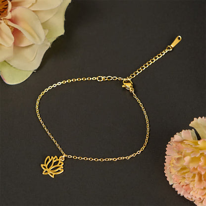 Buddhist Blessing Lotus Pattern Titanium Steel Enlightenment Bracelet