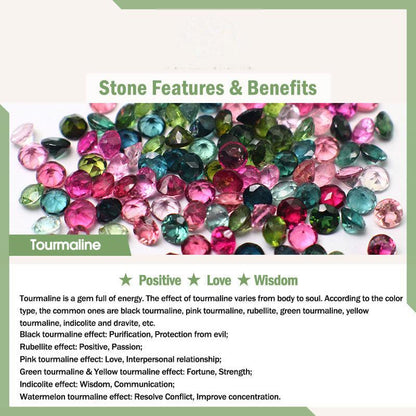 Buddhist Blessing Tourmaline Purple Jade Aquamarine Jade Copper Coin Positive Double Wrap Bracelet