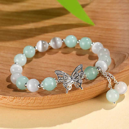Buddhist Blessing Chrysoberyl Cat's Eye Chalcedony Butterfly Love Bracelet