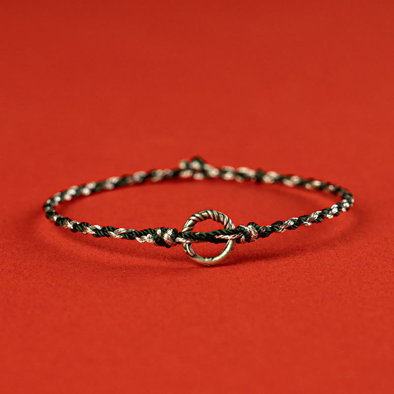 Buddhist Blessing 925 Sterling Silver Peace Buckle Luck String Bracelet