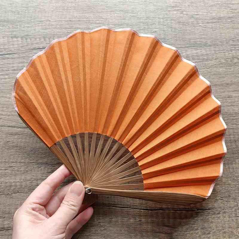 Buddhist Blessing Retro Solid Color Shell Shape Handheld Bamboo Folding Fan