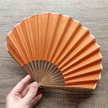 Buddhist Blessing Retro Solid Color Shell Shape Handheld Bamboo Folding Fan