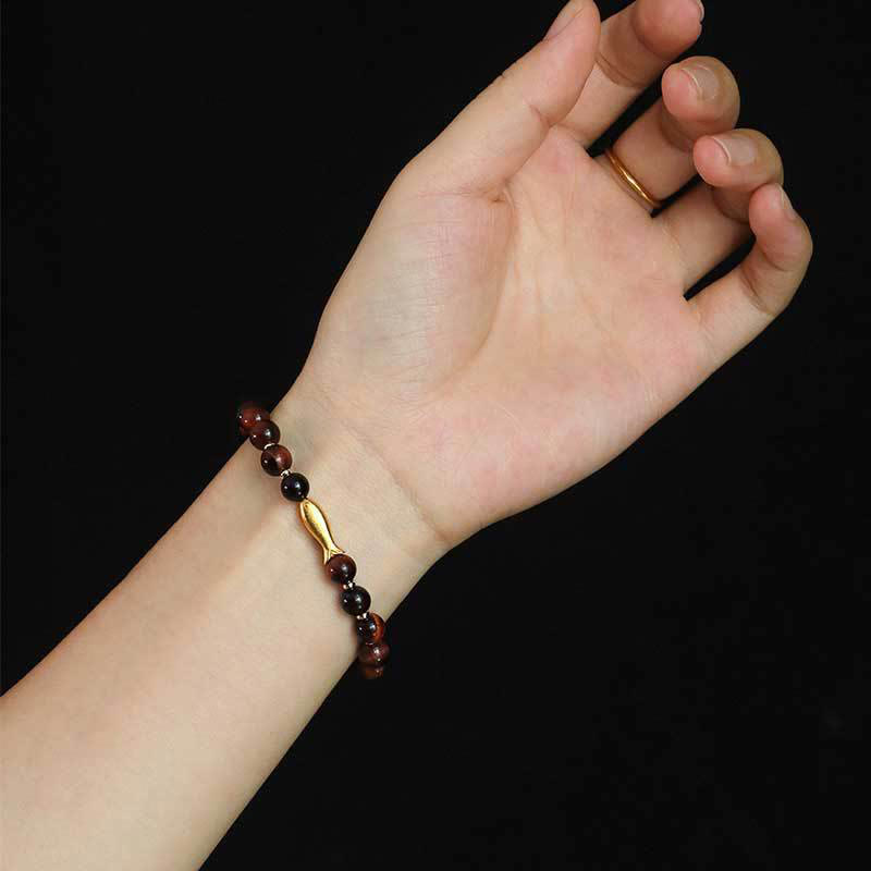 Buddhist Blessing Tiger Eye Koi Fish Courage Bracelet