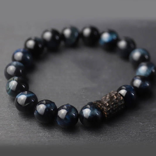 Buddhist Blessing Tiger Eye Ebony Wood Beads Calm Bracelet