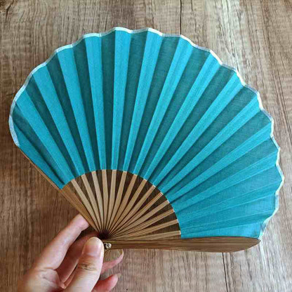 Buddhist Blessing Retro Solid Color Shell Shape Handheld Bamboo Folding Fan