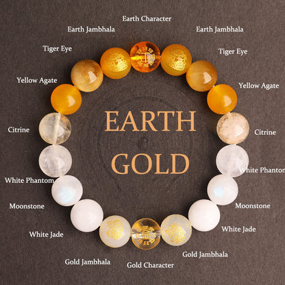 Buddhist Blessing Five Elements Various Agate Crystal South Red Agate Strawberry Quartz Sun Stone Citrine Luck Bracelet