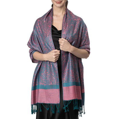 Buddhist Blessing Tibetan Cashew Jacquard Tassels Shawl Spring Fall Winter Warm Cozy Scarf Wrap