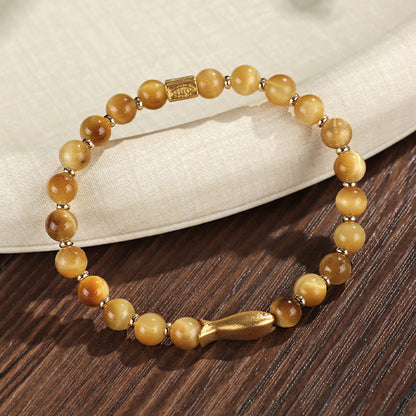 Buddhist Blessing Tiger Eye Koi Fish Courage Bracelet