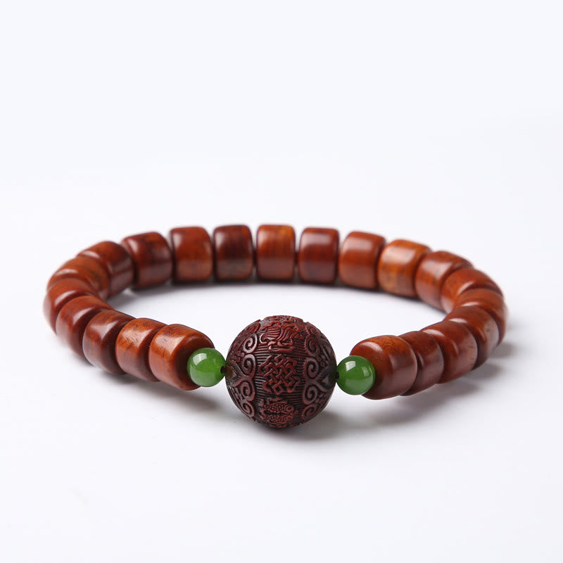 Buddhist Blessing Tibetan Bone Beads Three-Eyed Dzi Bead Sheep Horn Red Agate Strength Bracelet