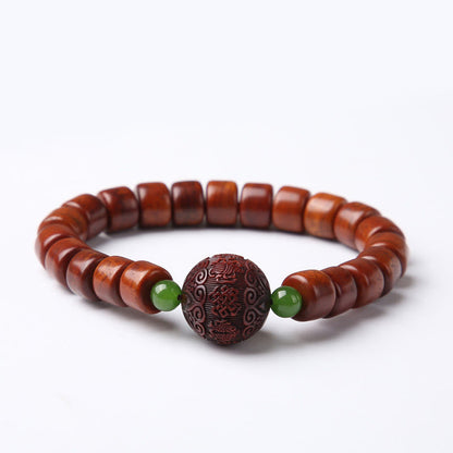 Buddhist Blessing Tibetan Bone Beads Three-Eyed Dzi Bead Sheep Horn Red Agate Strength Bracelet