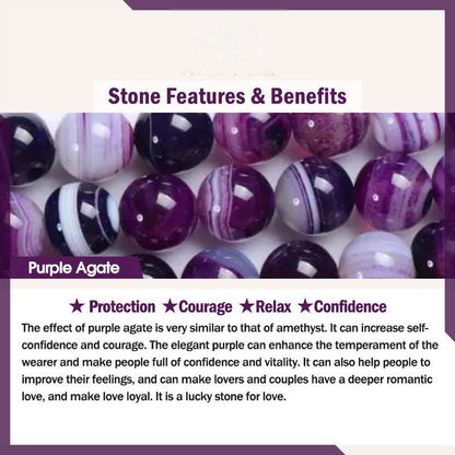 Buddhist Blessing Round Green Aventurine Black Onyx Hematite Agate Rose Quartz Stone Balance Leather Magnetic Buckle Bracelet