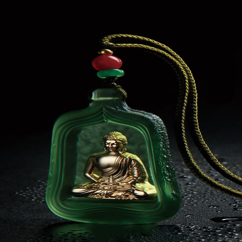 Buddhist Blessing Tibetan Medicine Buddha Liuli Crystal Compassion Serenity Necklace Pendant