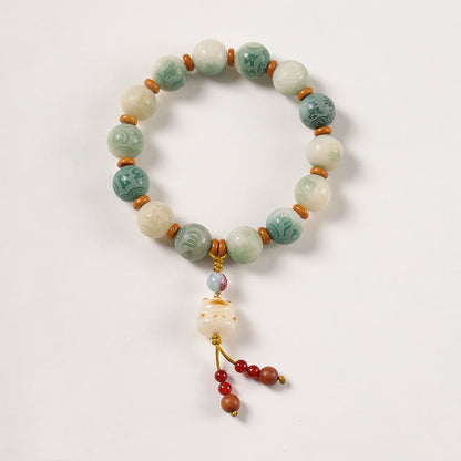 Buddhist Blessing Gradient Bodhi Seed Om Mani Padme Hum Carved Zakiram Peace Bracelet