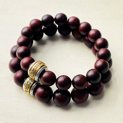 Buddhist Blessing Small Leaf Red Sandalwood Amulet Protection Bracelet