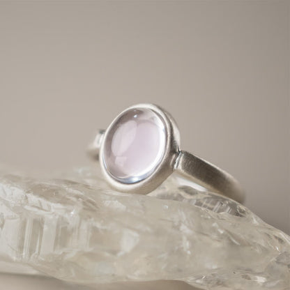 Buddhist Blessing Natural 925 Sterling Silver Pink Crystal Adjustable Warmth Ring