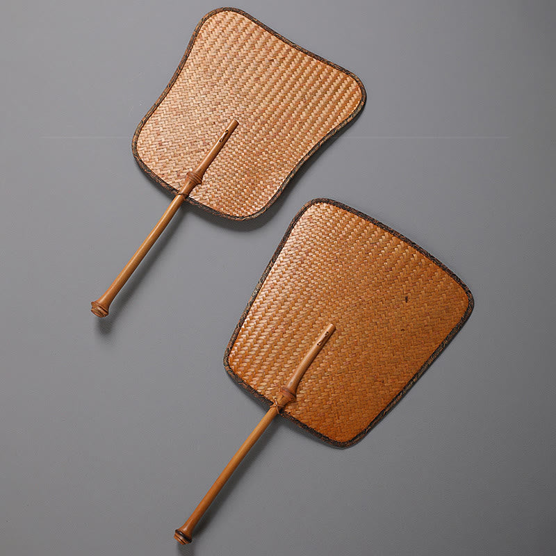 Buddhist Blessing Chinese Style Handmade Bamboo Long Handle Fan