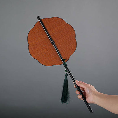 Buddhist Blessing Chinese Style Handmade Bamboo Long Handle Portable Curlable Fan