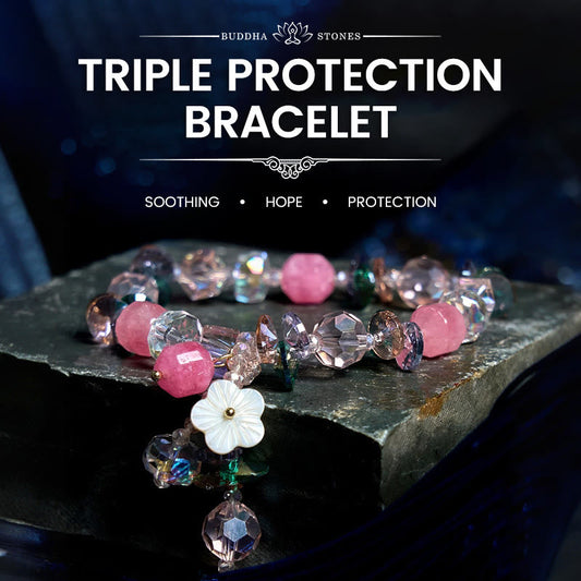 Buddhist Blessing Pink Crystal Green Crystal White Crystal Flower Warmth Bracelet
