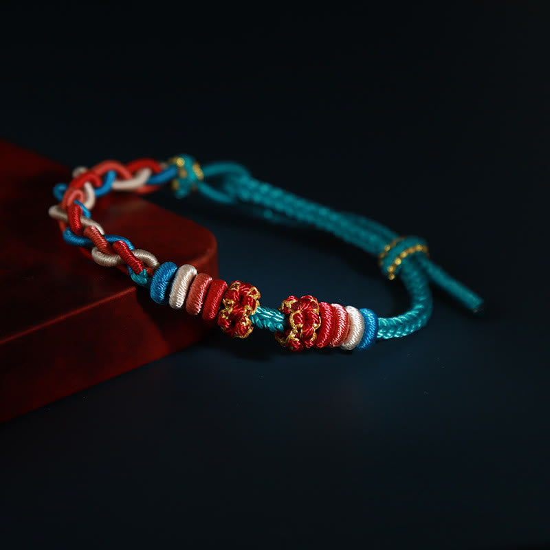 Buddhist Blessing String Four Srand Peach Blossom Connection Bracelet