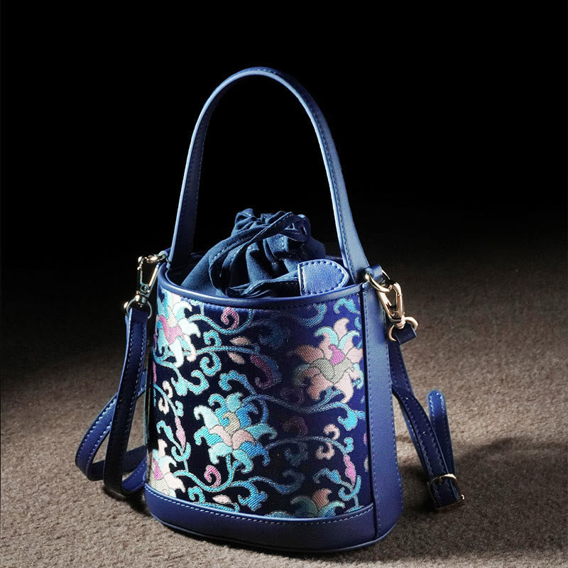 Buddhist Blessing Retro Lotus Entwined Branches Song Brocade Crossbody Bag Hangbags