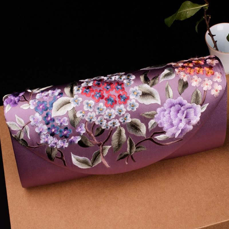 Buddhist Blessing Hydrangea Su Embroidery Wedding Shopping Wallet Purse Handbag Crossbody Bag