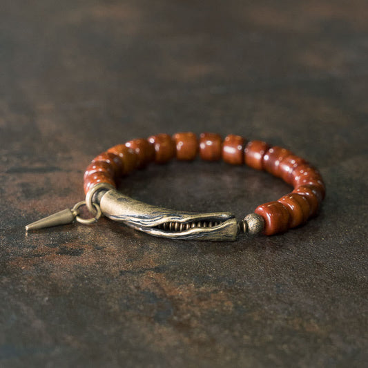 Buddhist Blessing Bone Beads Copper Cone Pendant Strength Bracelet