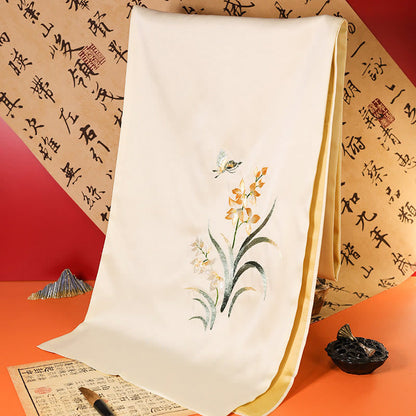 Buddhist Blessing Polyester Shawl Yulan Butterfly Bamboo Magpie Suzhou Embroidery Winter Cozy Travel Scarf Wrap