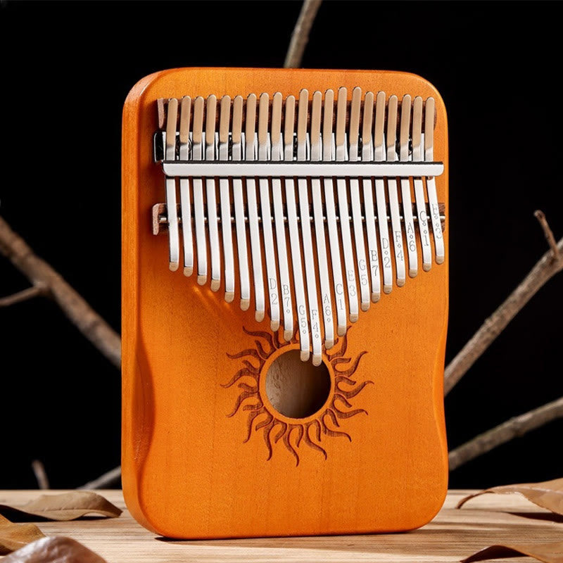 Buddhist Blessing Kalimba 17/21 Keys Thumb Piano Sun Pattern Maple Wood Beginners Portable Finger Piano
