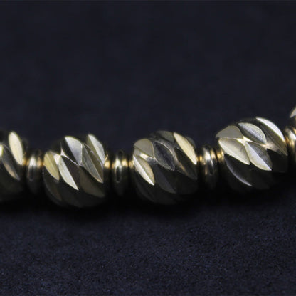 Buddhist Blessing Vintage Distressed Knife Carving Pattern Copper Brass Beads Wealth Bracelet