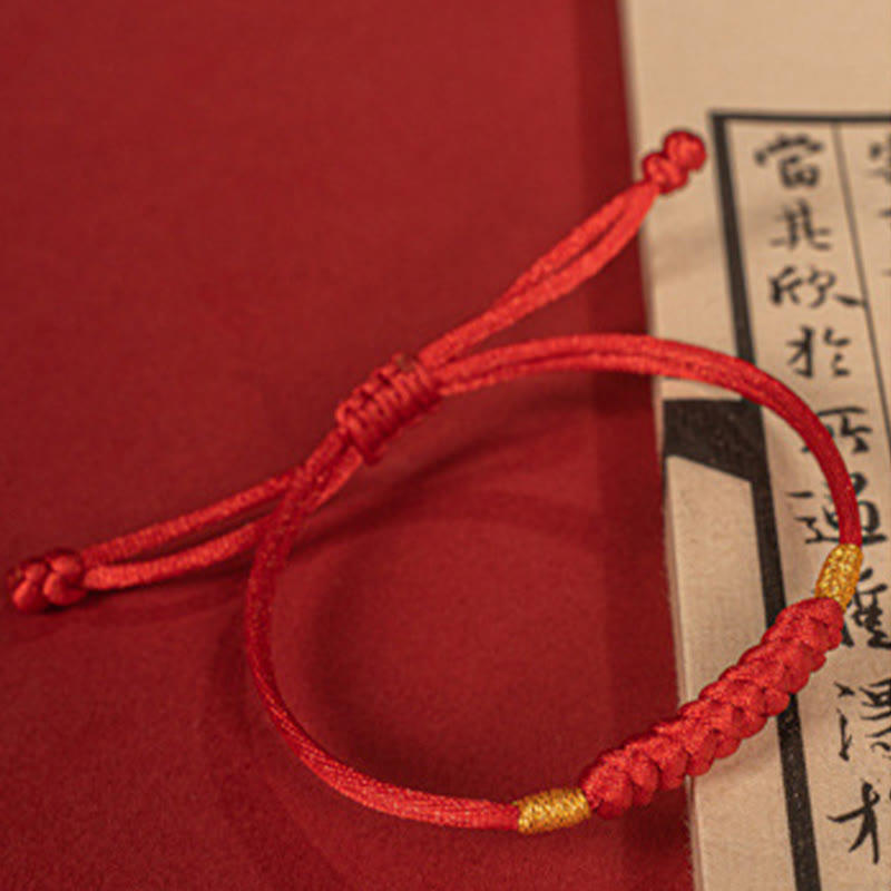 Buddhist Blessing Handmade Braided Red String Happy Knot Flat Knot Colorful Rope Bracelet