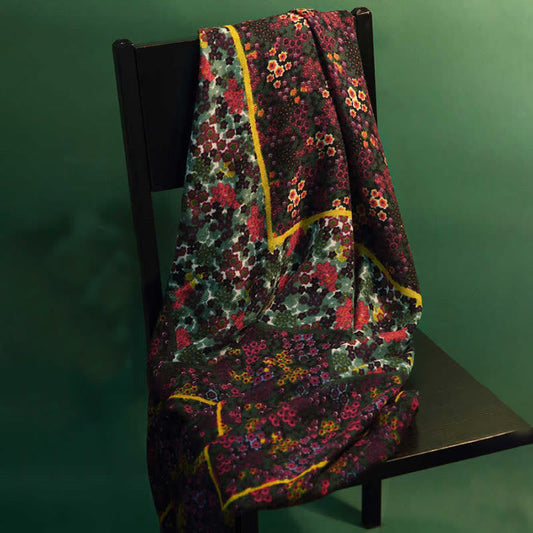 Buddhist Blessing Tibetan Vintage Palace Oil Painting Flowers Shawl Winter Cozy Travel Scarf Wrap