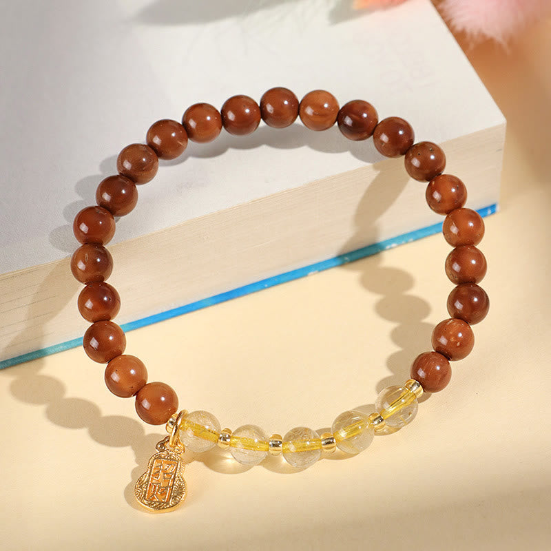 Buddhist Blessing Green Phantom Citrine Rutilated Quartz Super Seven Crystal Confidence Bracelet