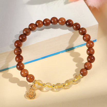 Buddhist Blessing Green Phantom Citrine Rutilated Quartz Super Seven Crystal Confidence Bracelet